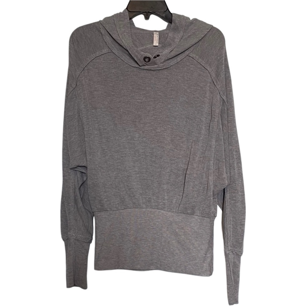 EUC Free People Movement Grey Distressed Hoodie- Size Small Petite